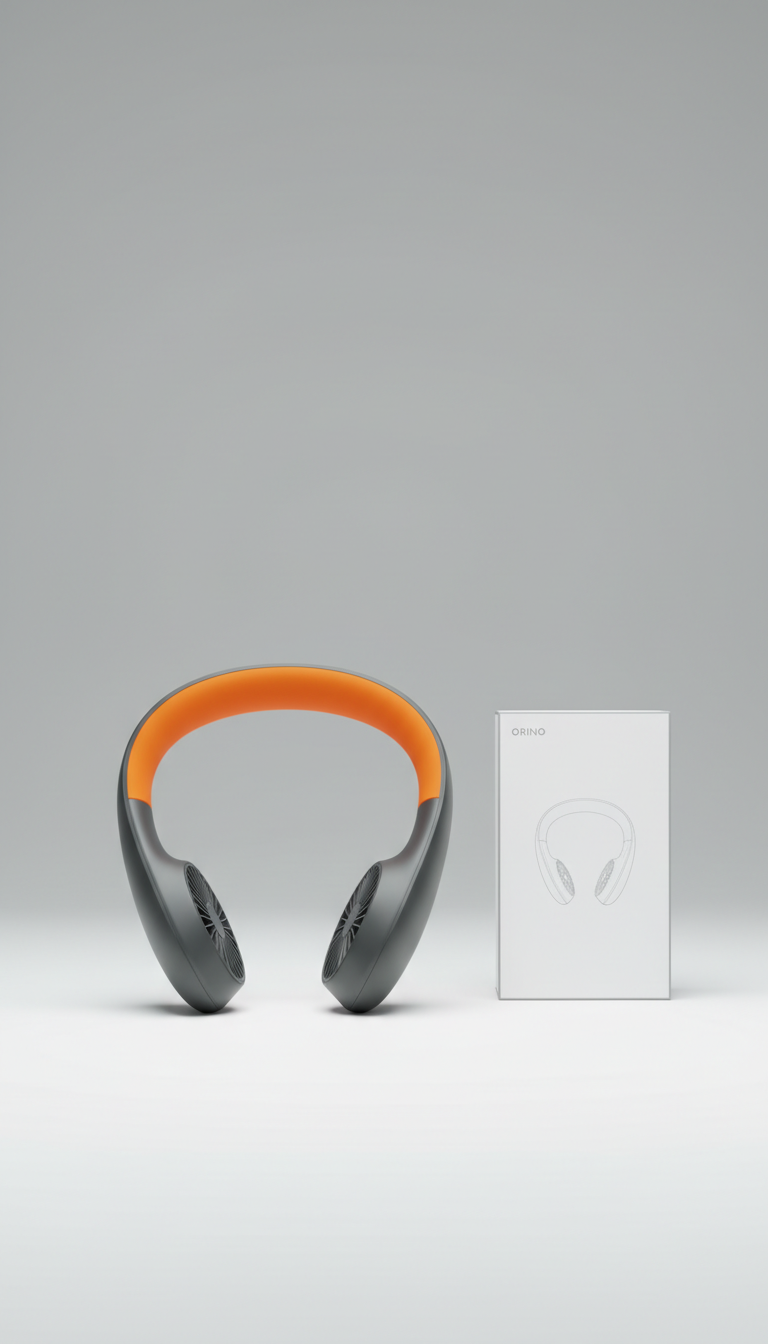 Neck fan with orange accent highlight